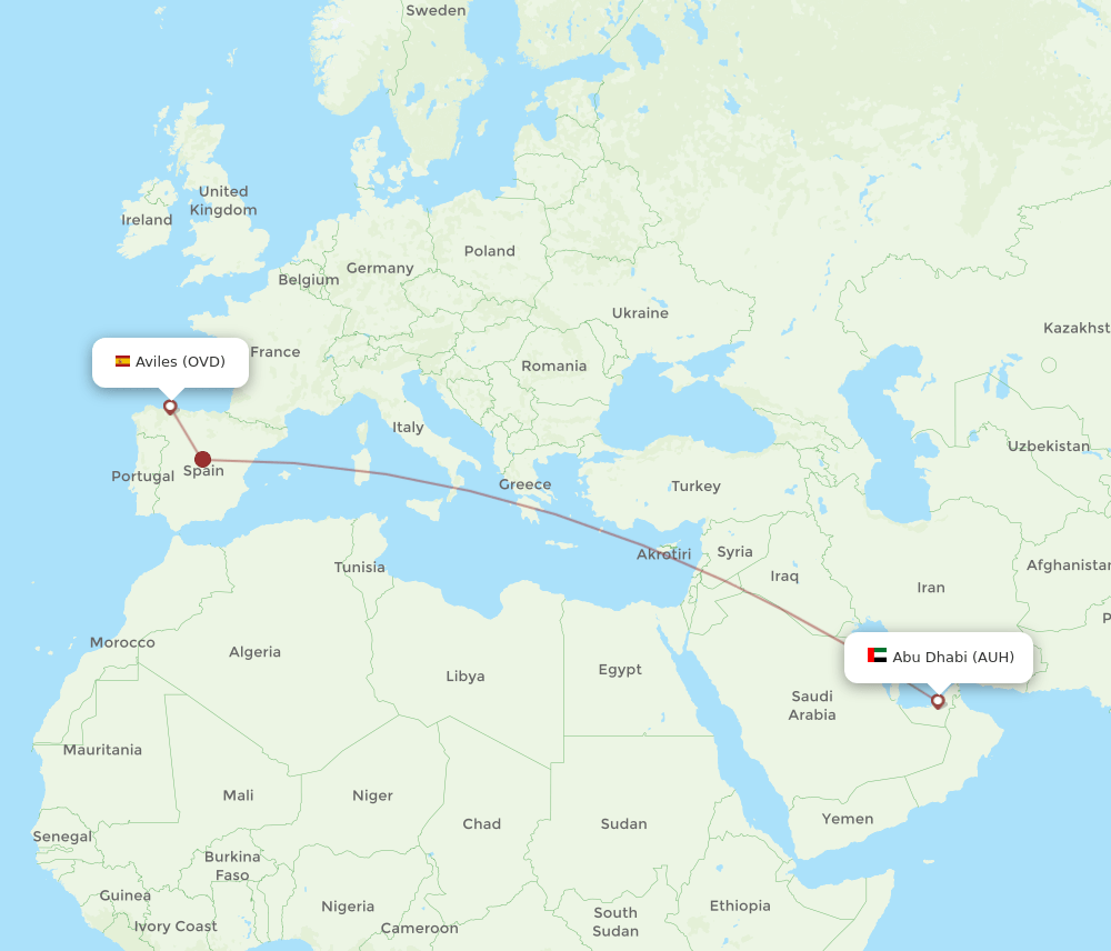 AUH-OVD flight routes