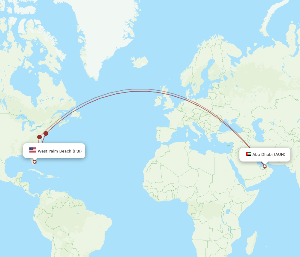 AUH-PBI flight routes