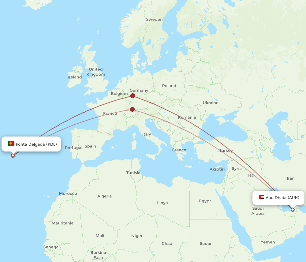 AUH-PDL flight routes