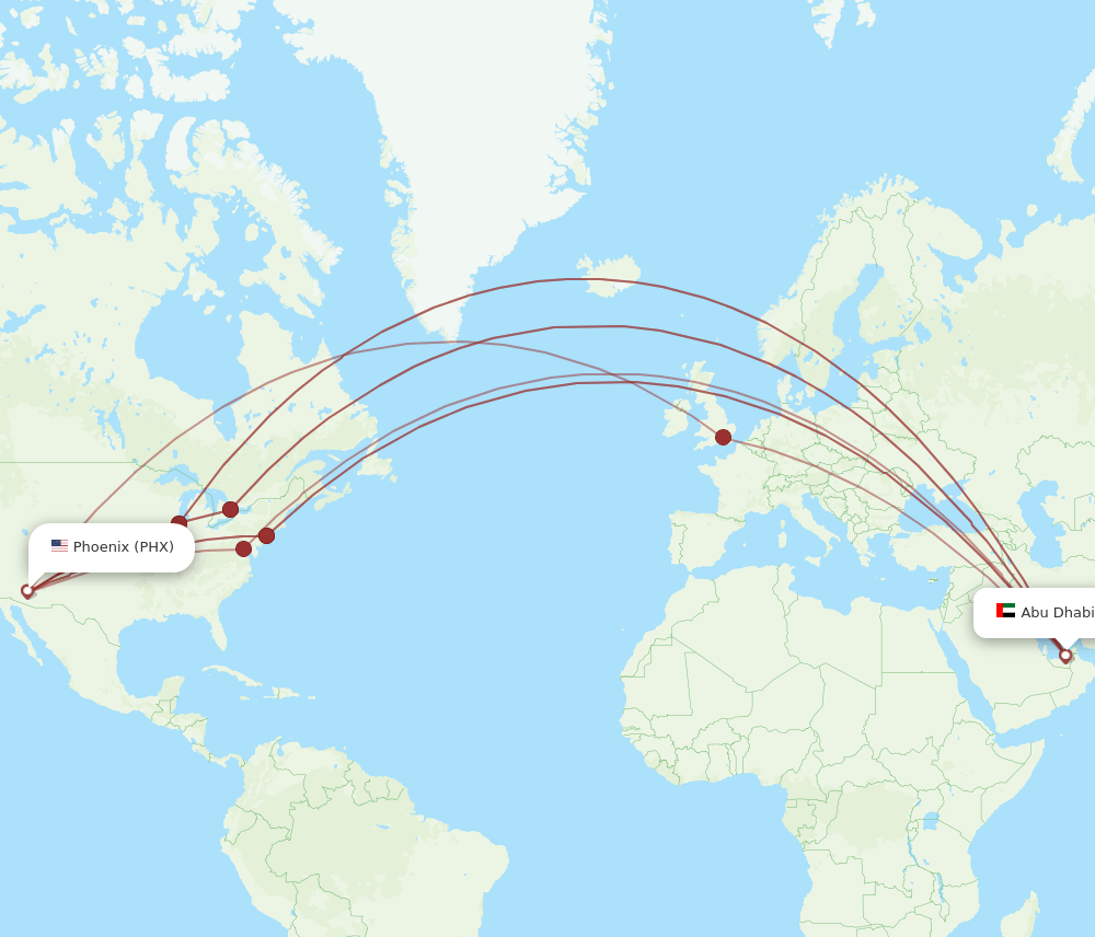 AUH-PHX flight routes