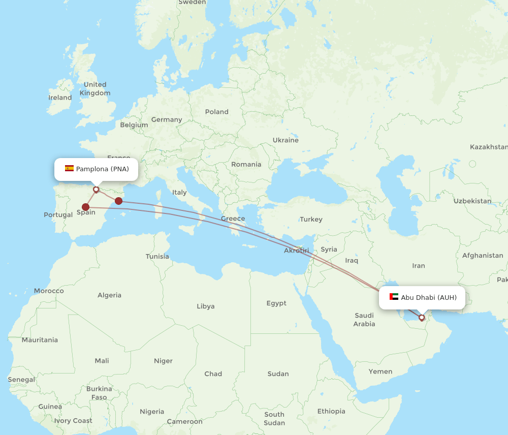 AUH to PNA flights and routes map