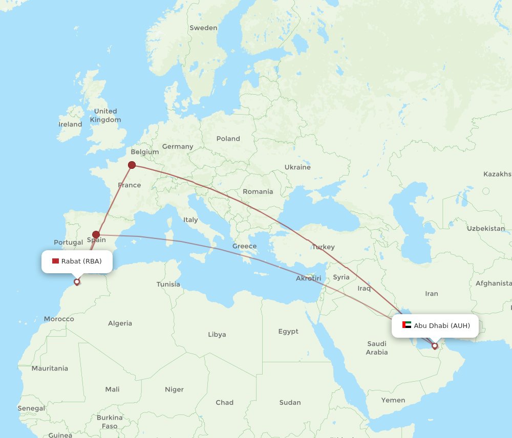 AUH to RBA flights and routes map