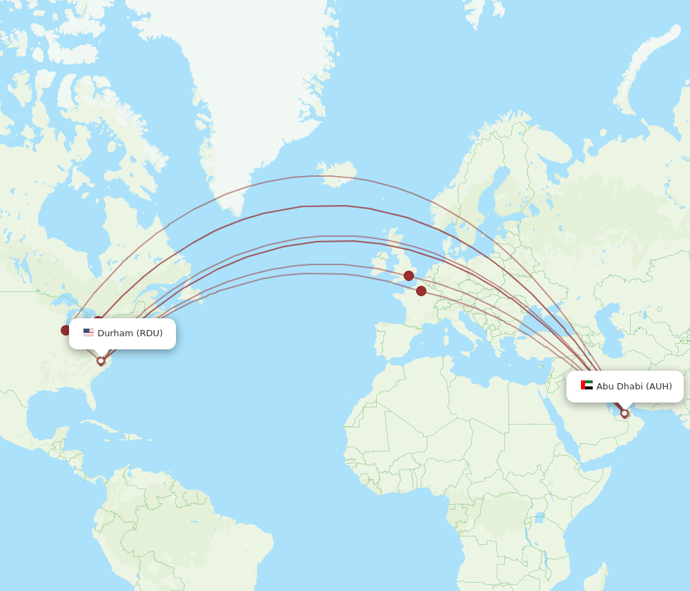 AUH-RDU flight routes