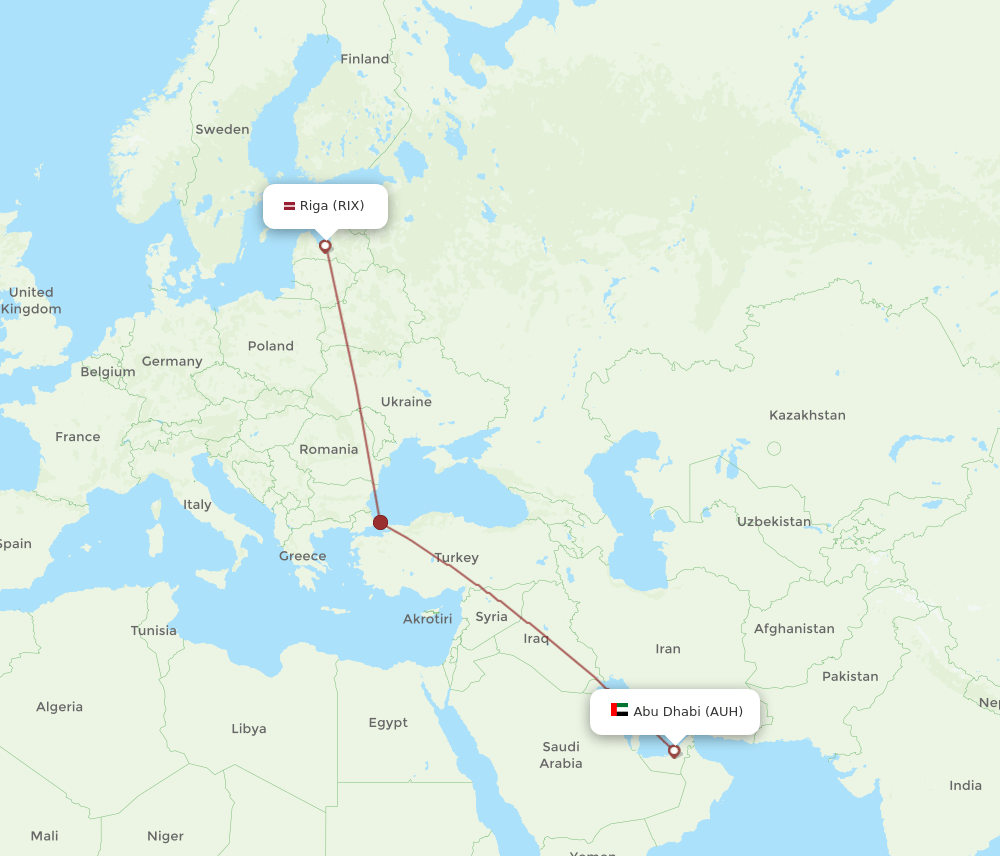 AUH-RIX flight routes