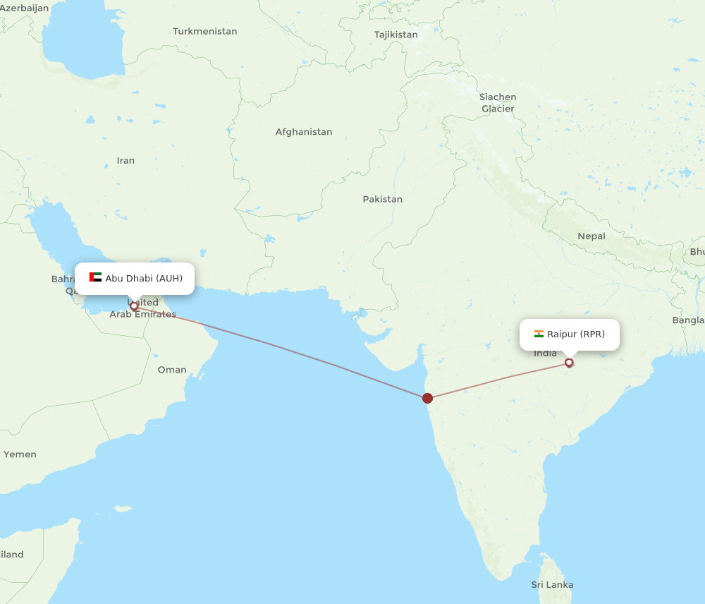 AUH-RPR flight routes