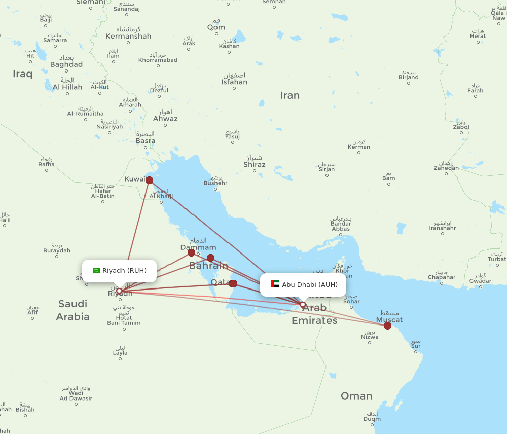 AUH-RUH flight routes