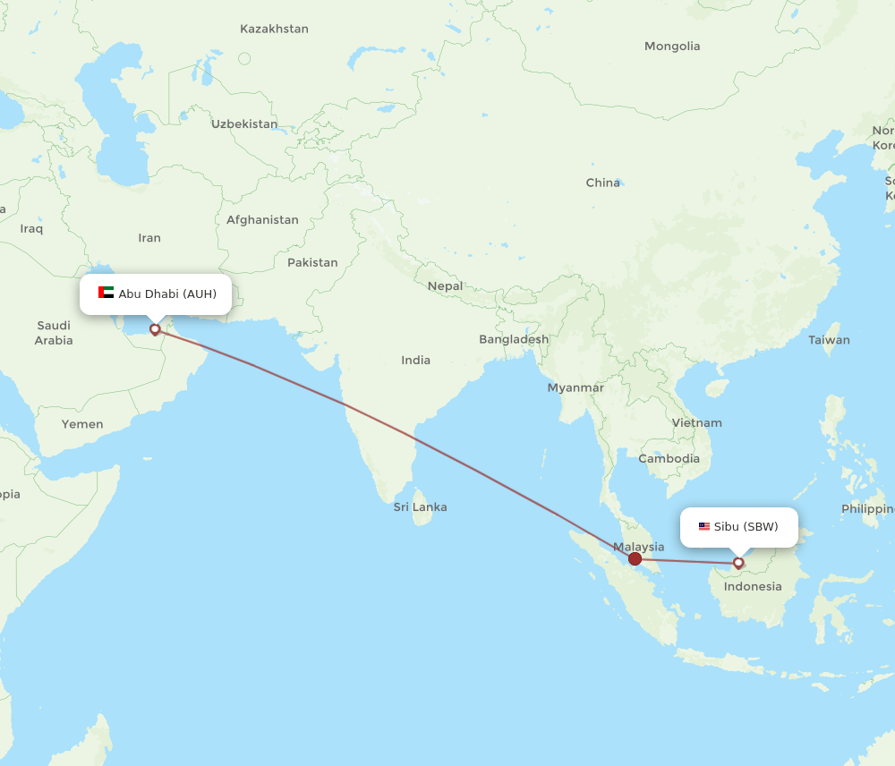 AUH-SBW flight routes