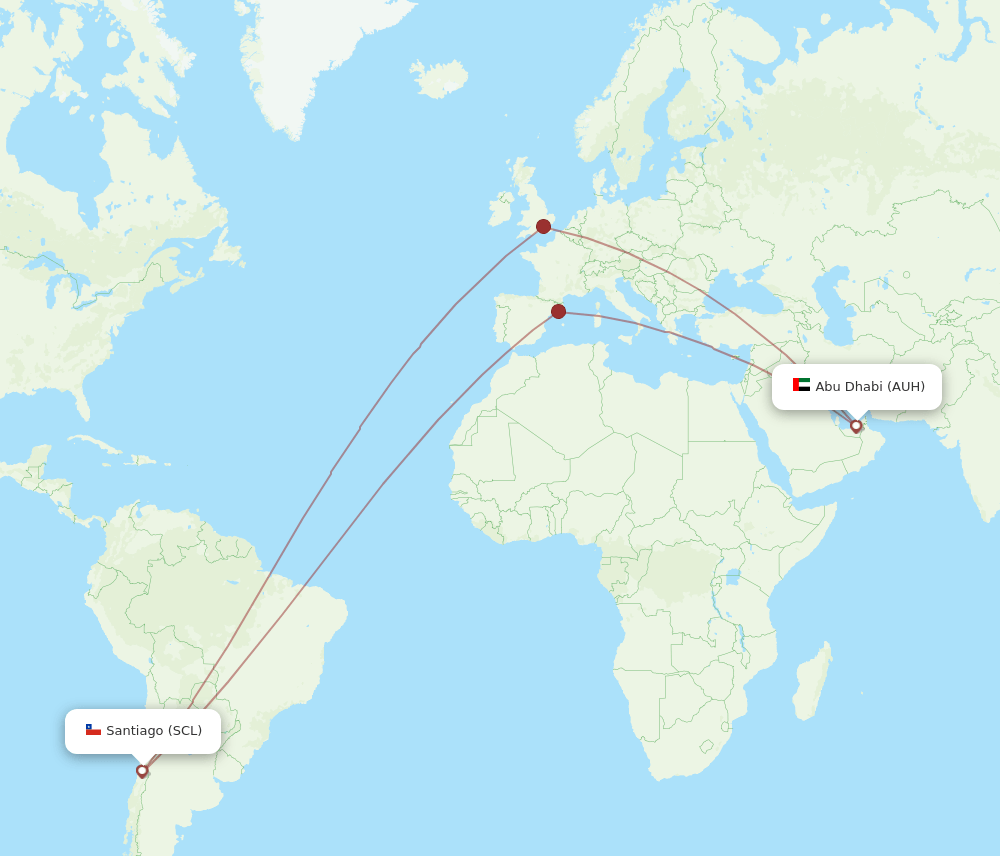 AUH-SCL flight routes
