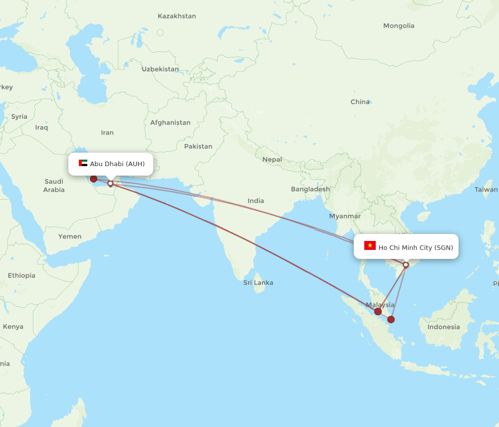 AUH-SGN flight routes