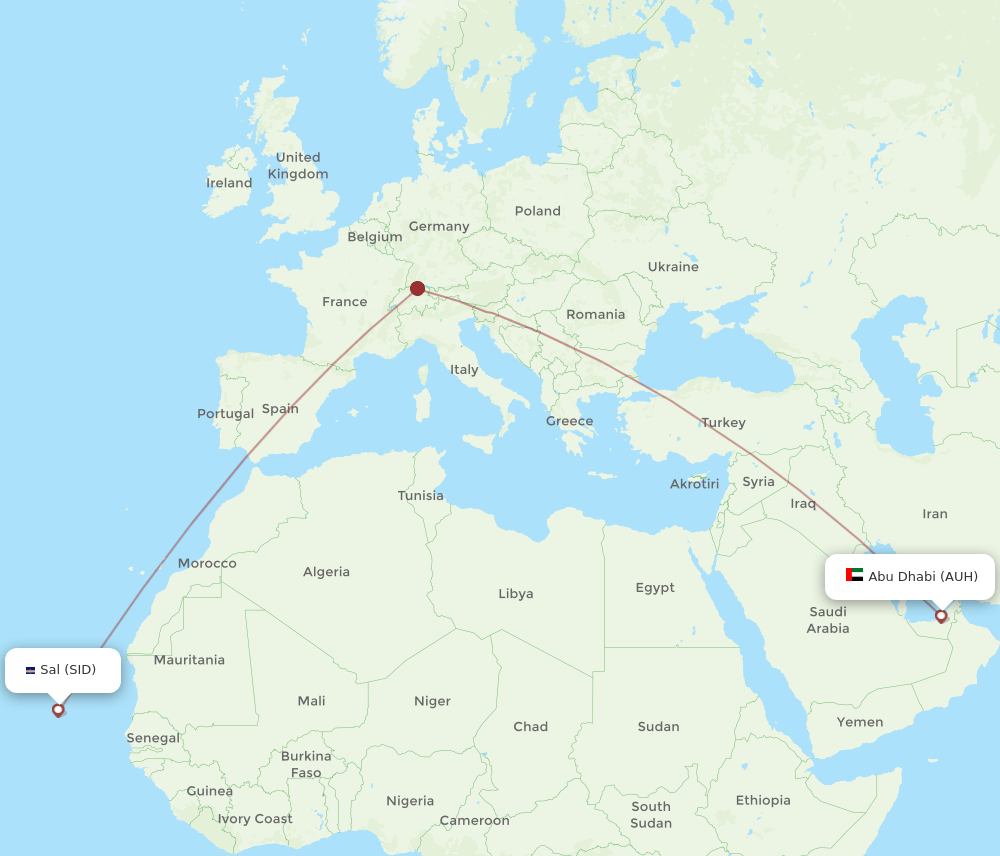 AUH to SID flights and routes map