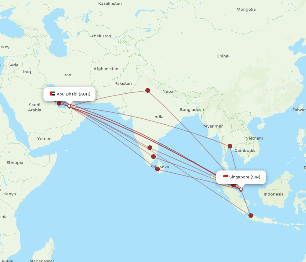 AUH-SIN flight routes