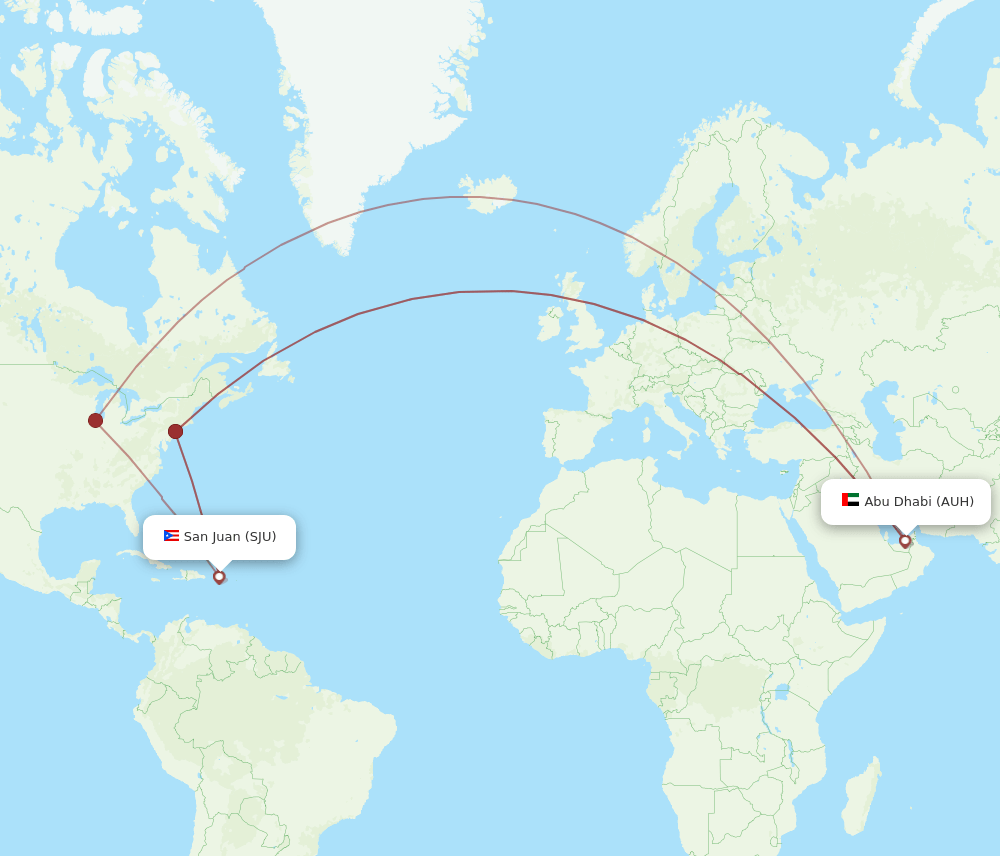 AUH-SJU flight routes