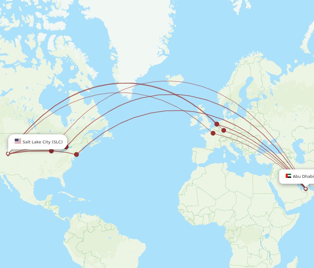 AUH-SLC flight routes