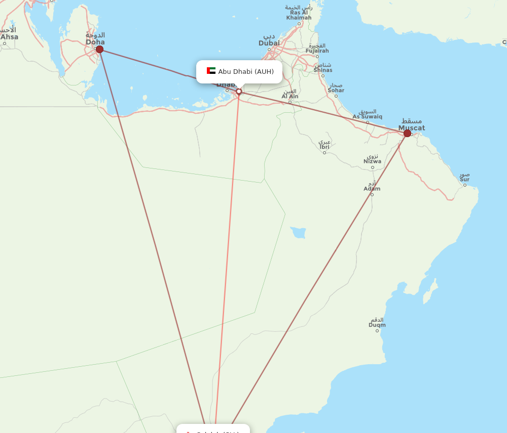 AUH to SLL flights and routes map