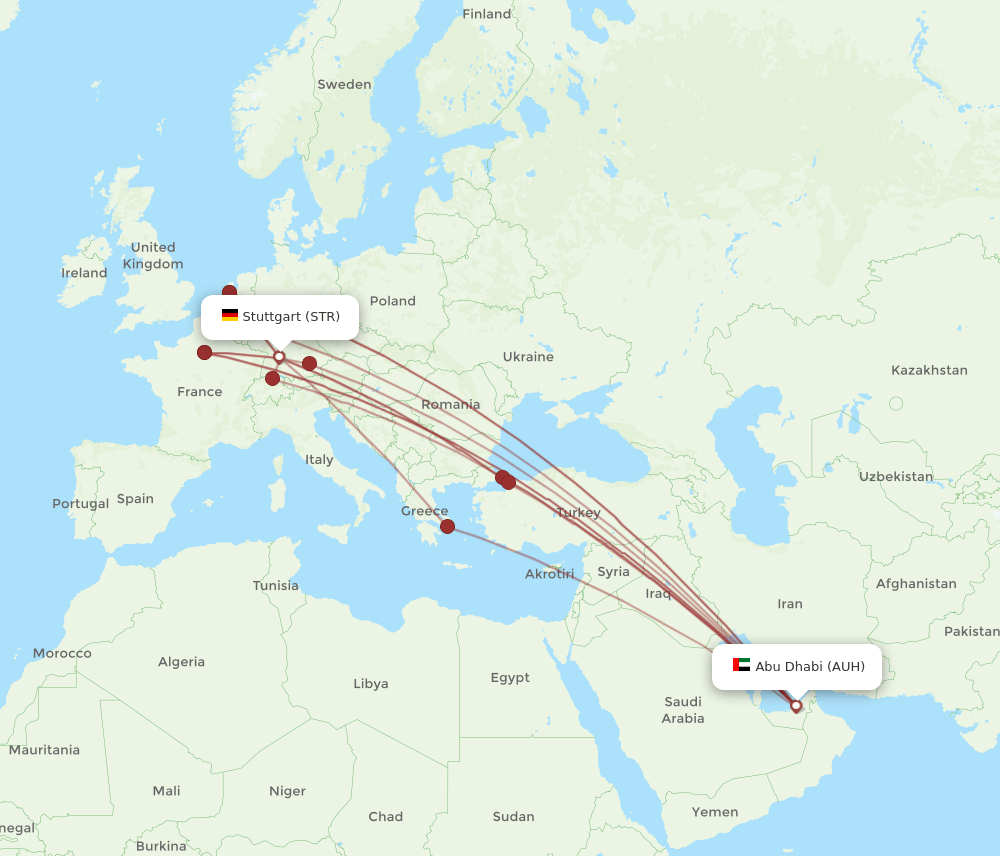 AUH-STR flight routes