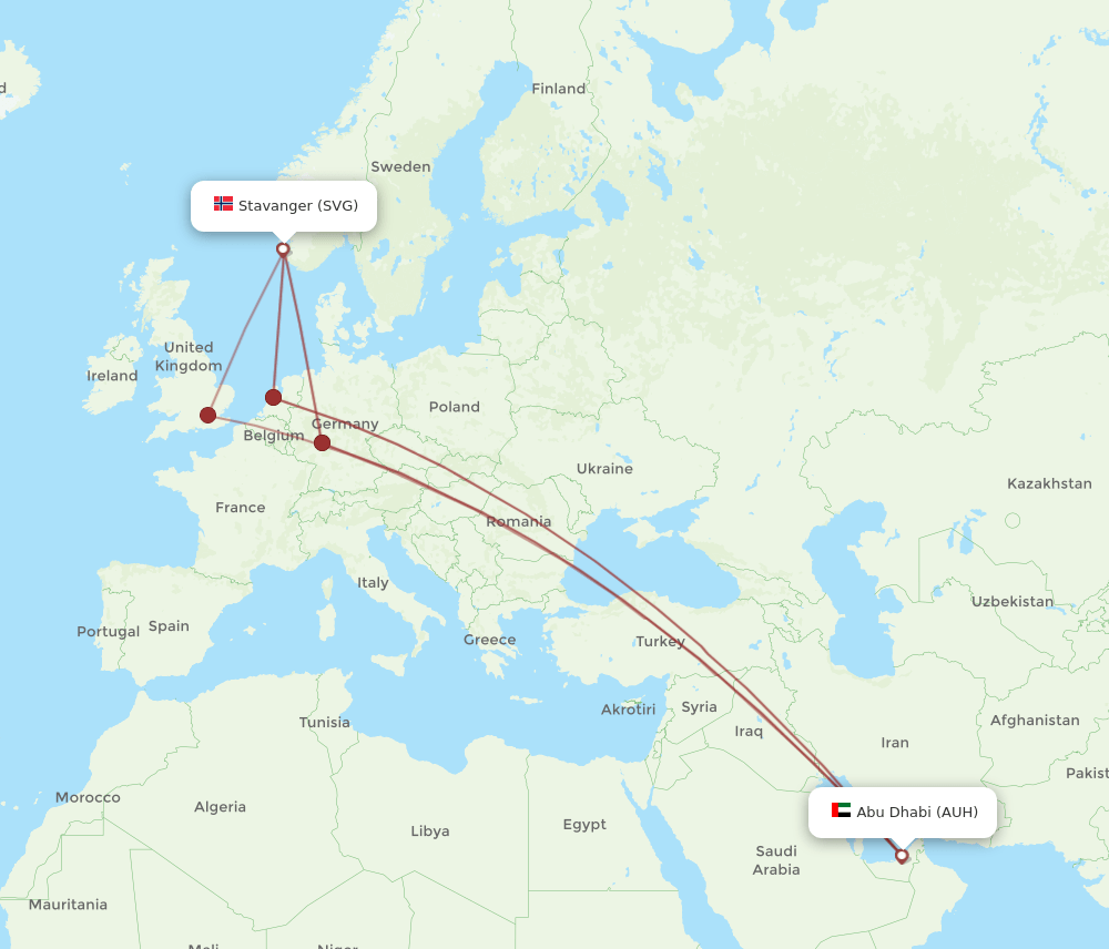 AUH-SVG flight routes