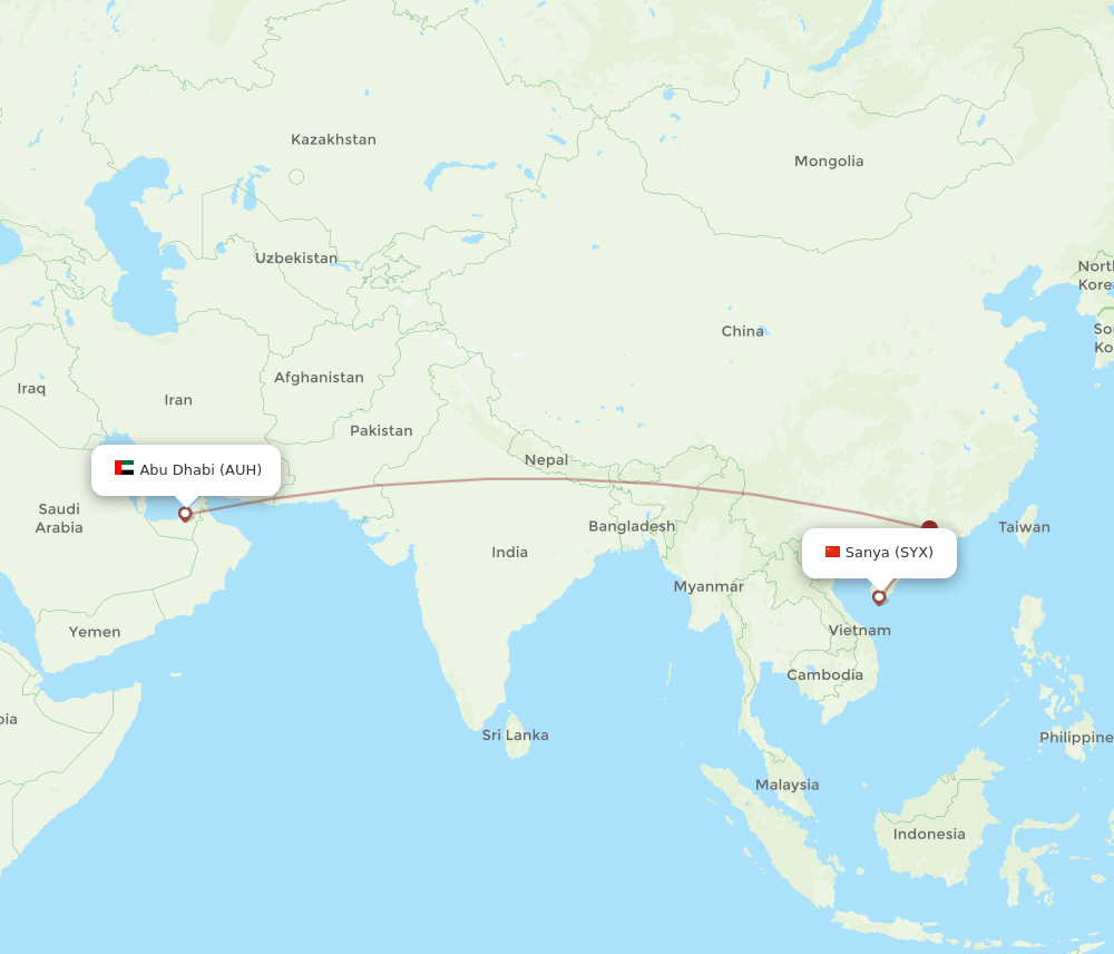 AUH-SYX flight routes