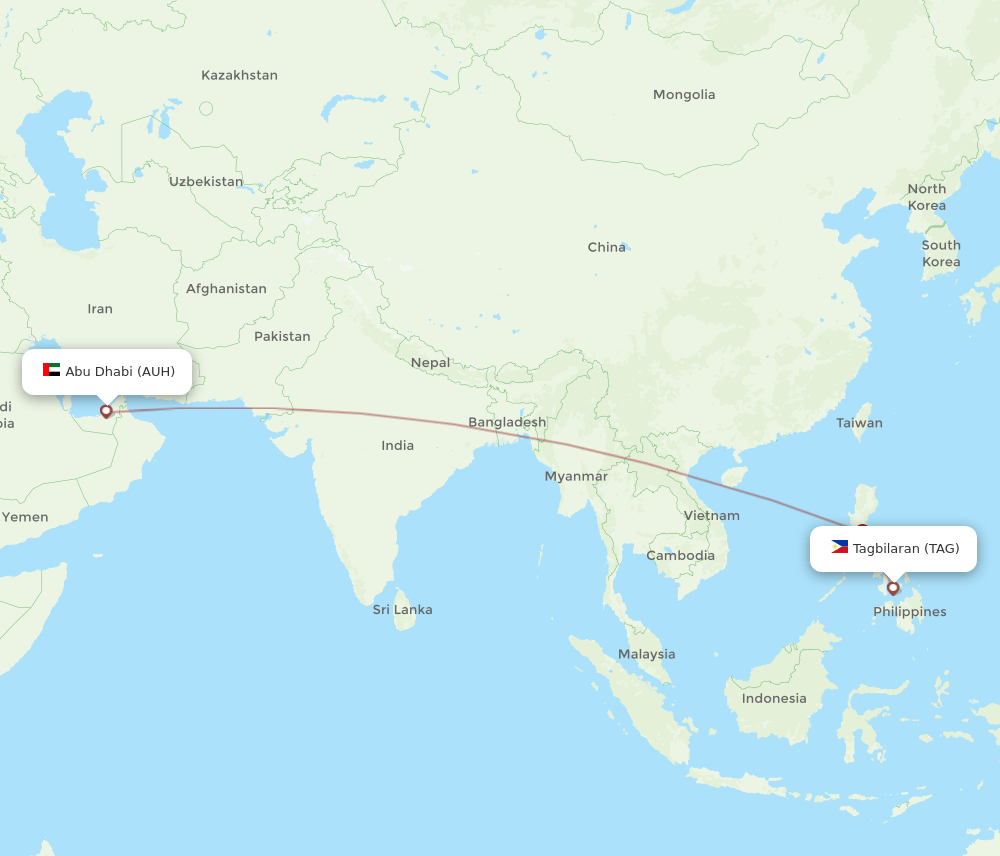 AUH-TAG flight routes
