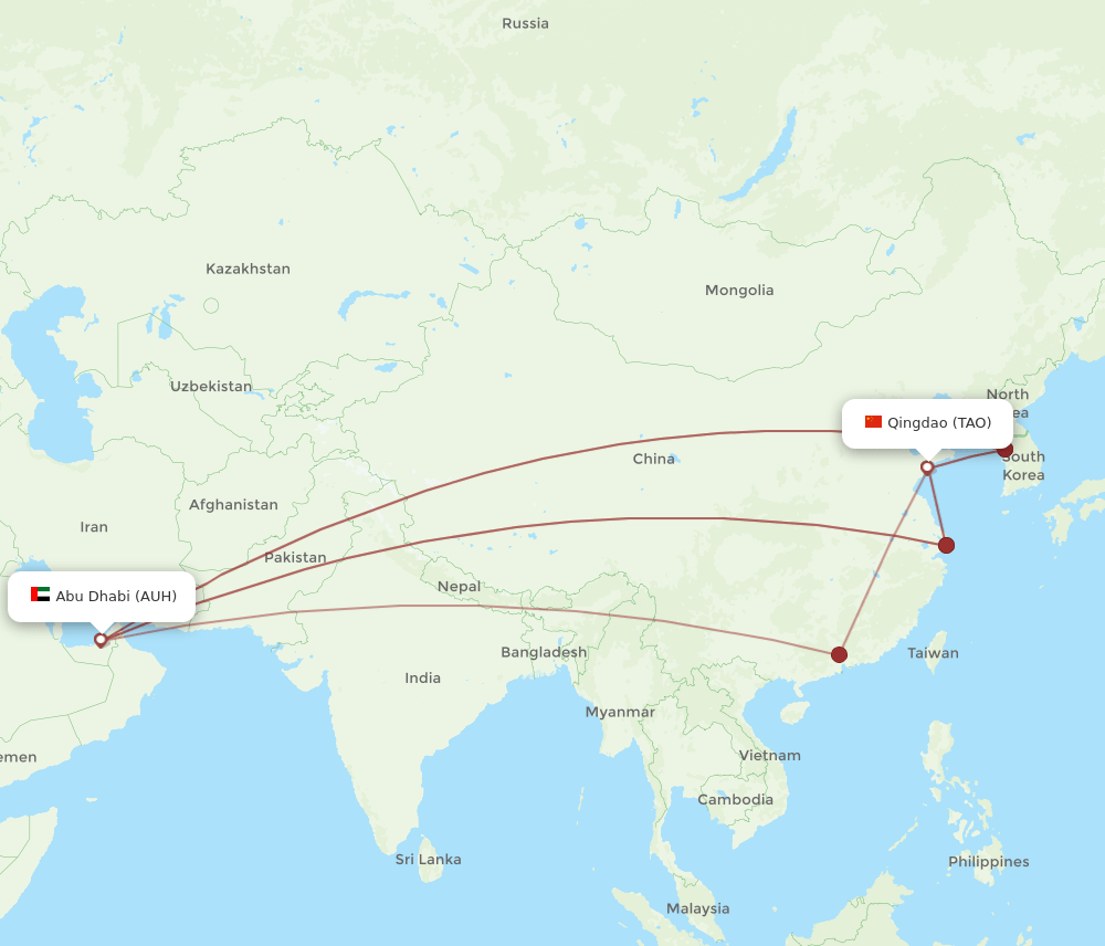 AUH-TAO flight routes