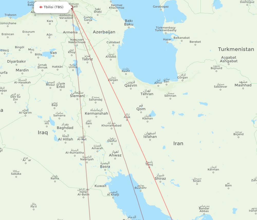 AUH to TBS flights and routes map