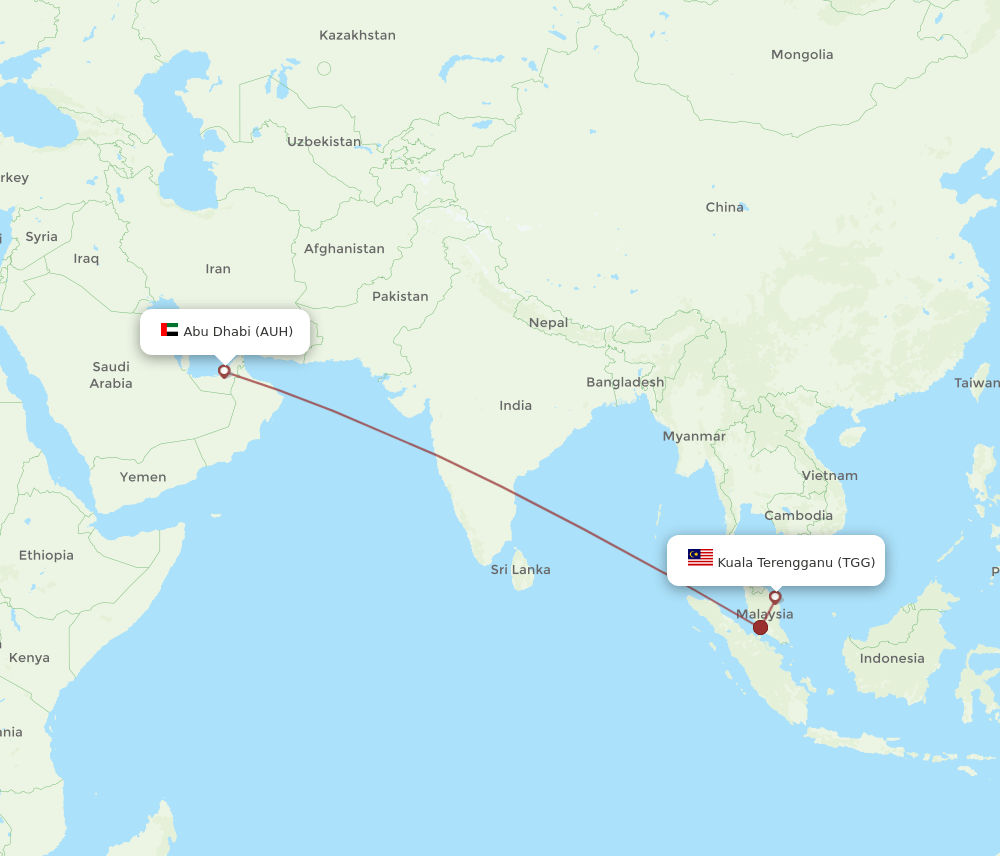 AUH-TGG flight routes