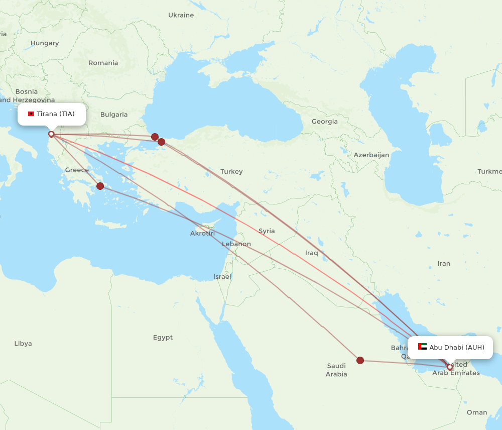 AUH to TIA flights and routes map