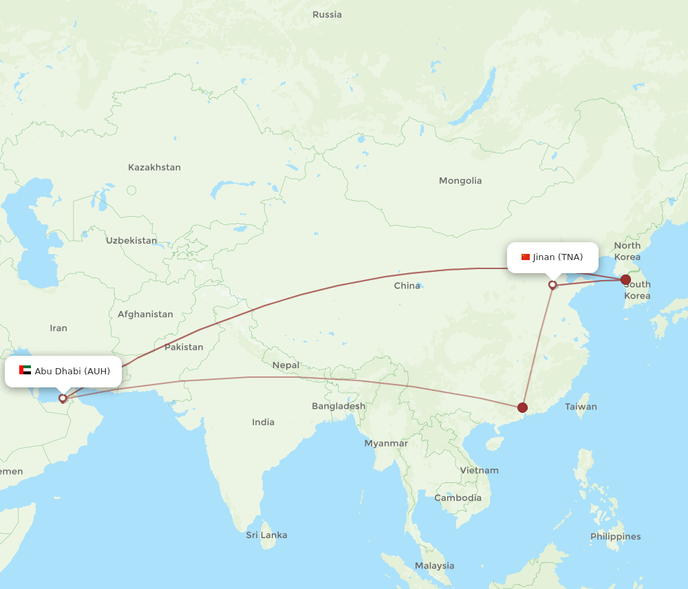 AUH-TNA flight routes