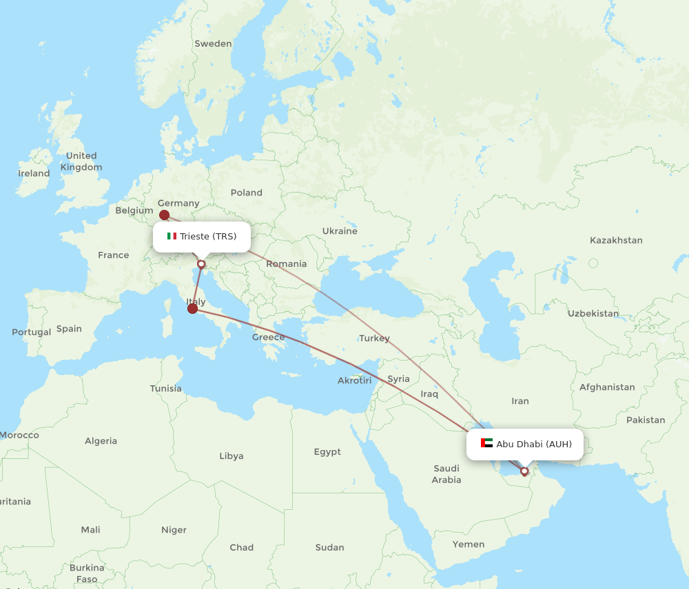 AUH to TRS flights and routes map