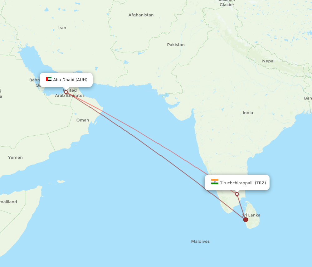 AUH-TRZ flight routes