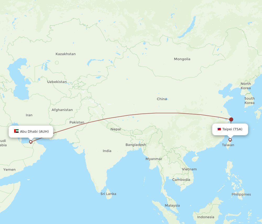 AUH-TSA flight routes