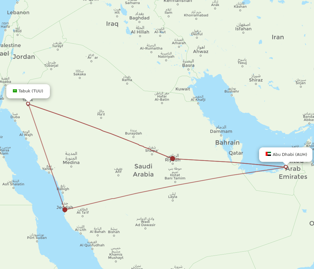 AUH-TUU flight routes