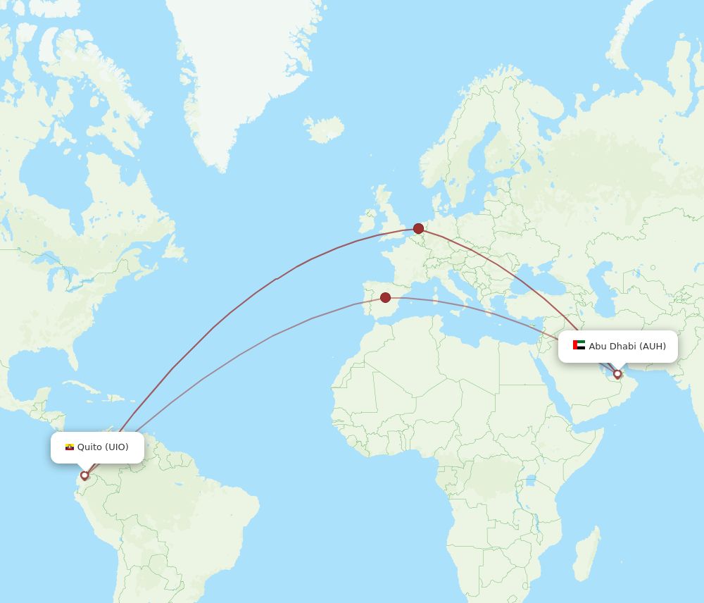 AUH to UIO flights and routes map
