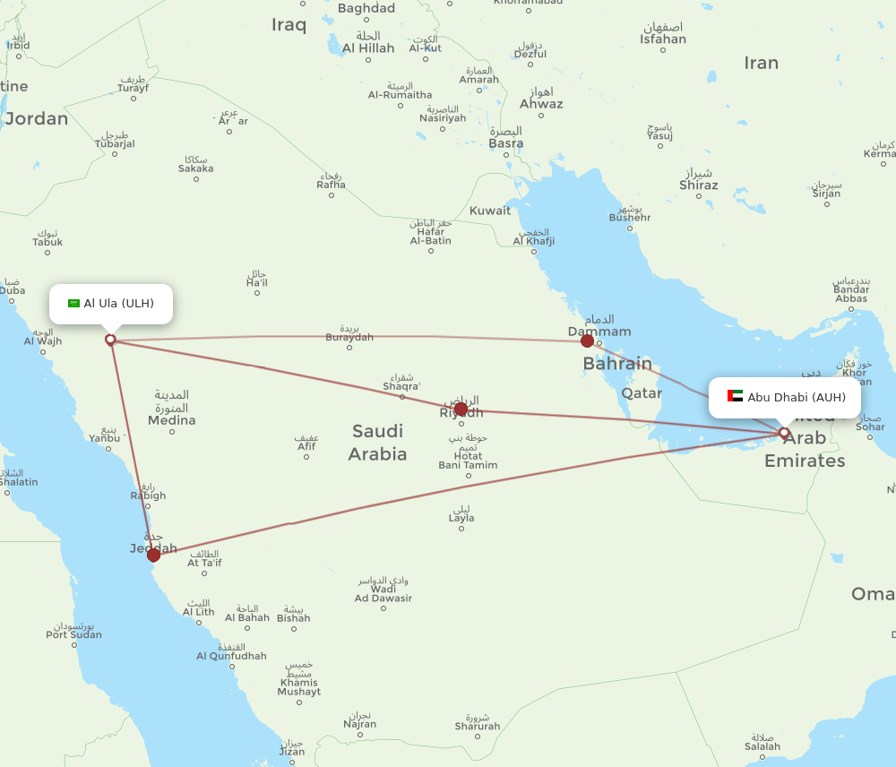 AUH-ULH flight routes