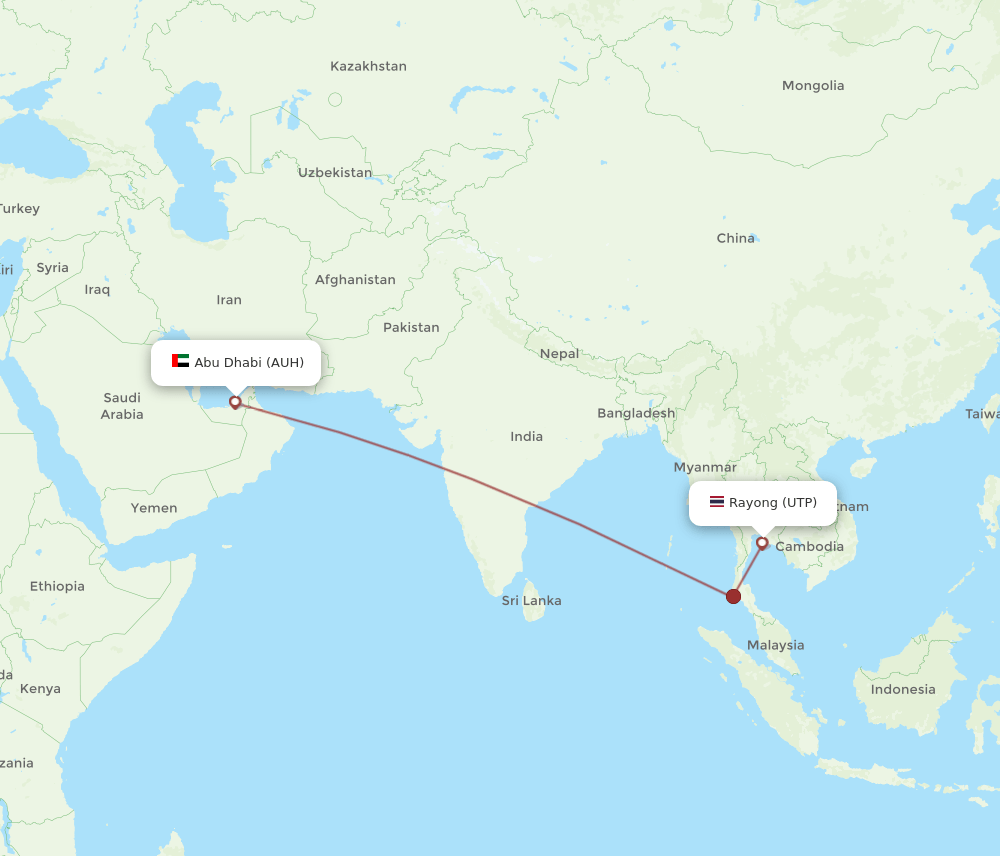 AUH-UTP flight routes
