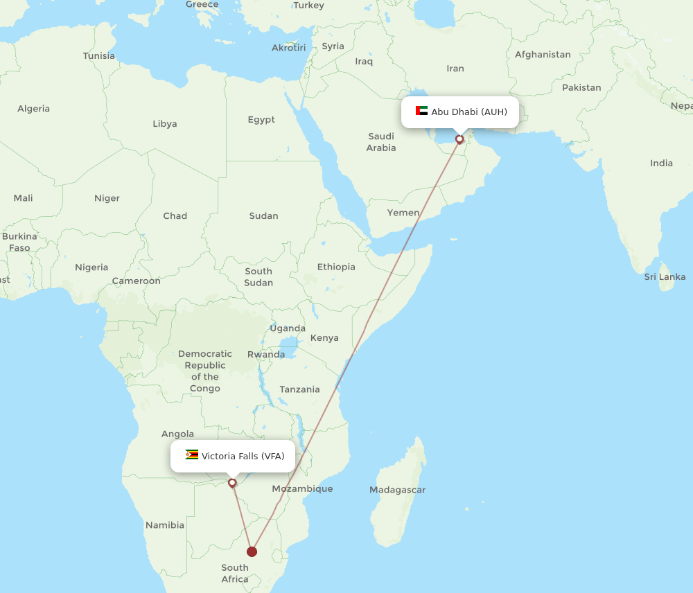 AUH-VFA flight routes