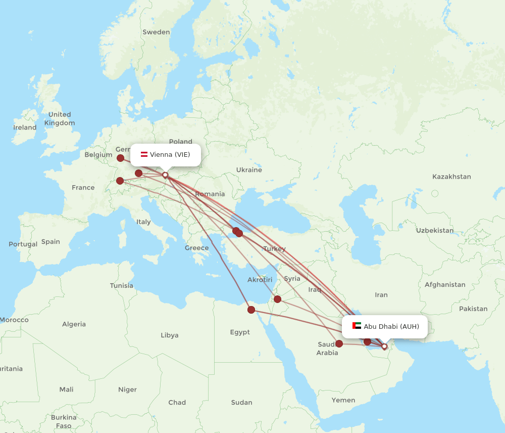 AUH-VIE flight routes