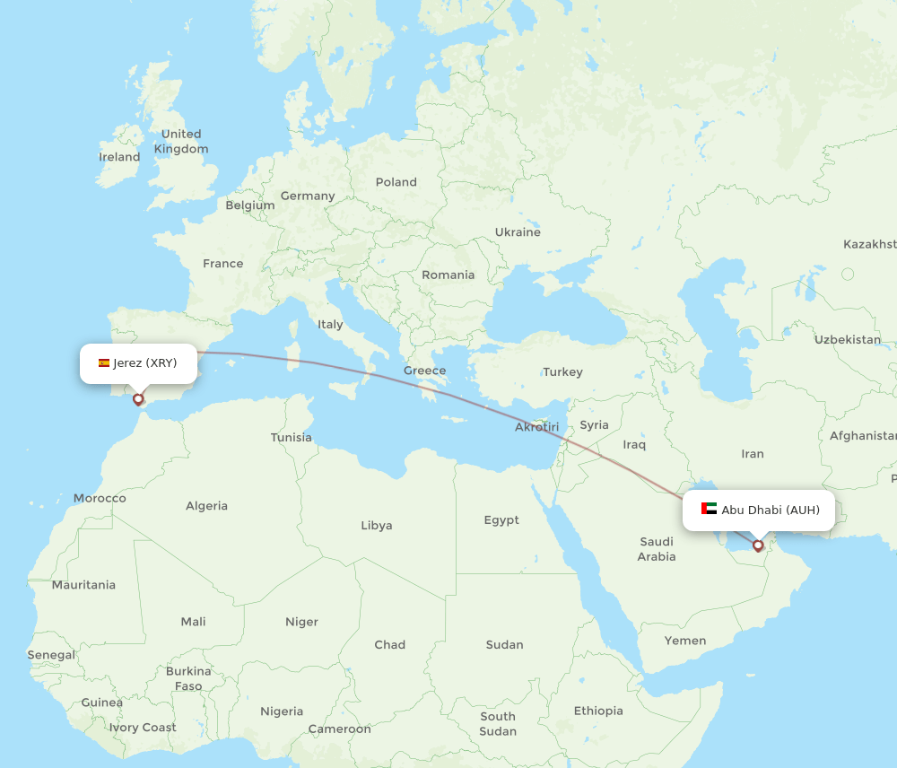 AUH-XRY flight routes