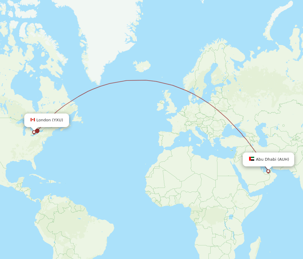 London - Abu Dhabi route map and flight paths