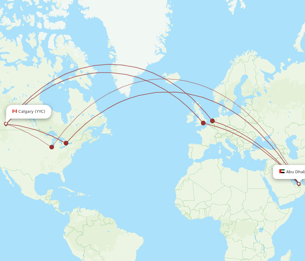 AUH-YYC flight routes