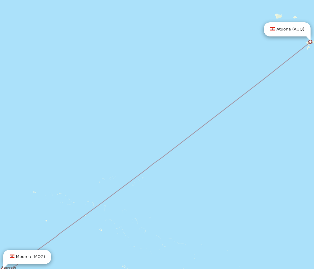 AUQ to MOZ flights and routes map
