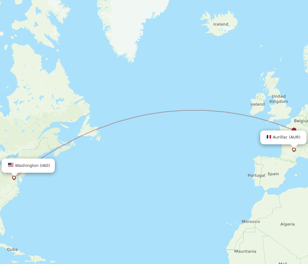 AUR-IAD flight routes