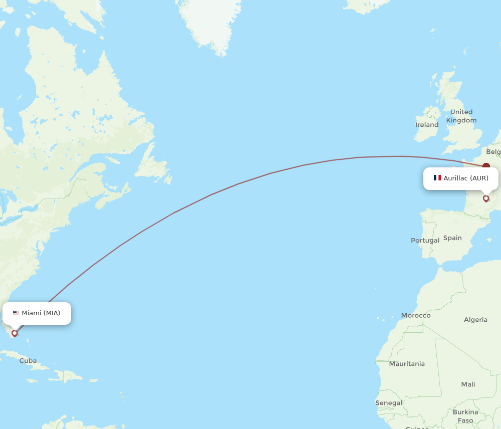 AUR-MIA flight routes