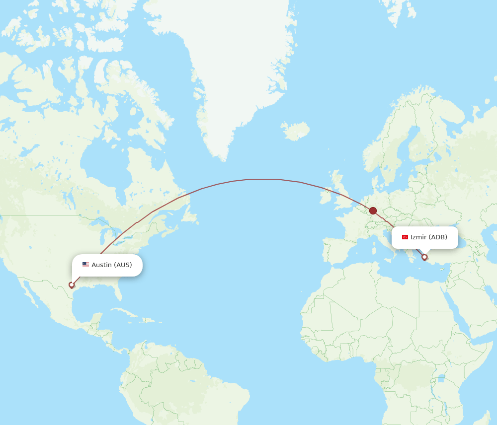 AUS-ADB flight routes