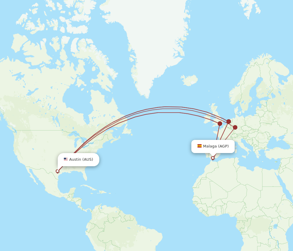 AUS-AGP flight routes