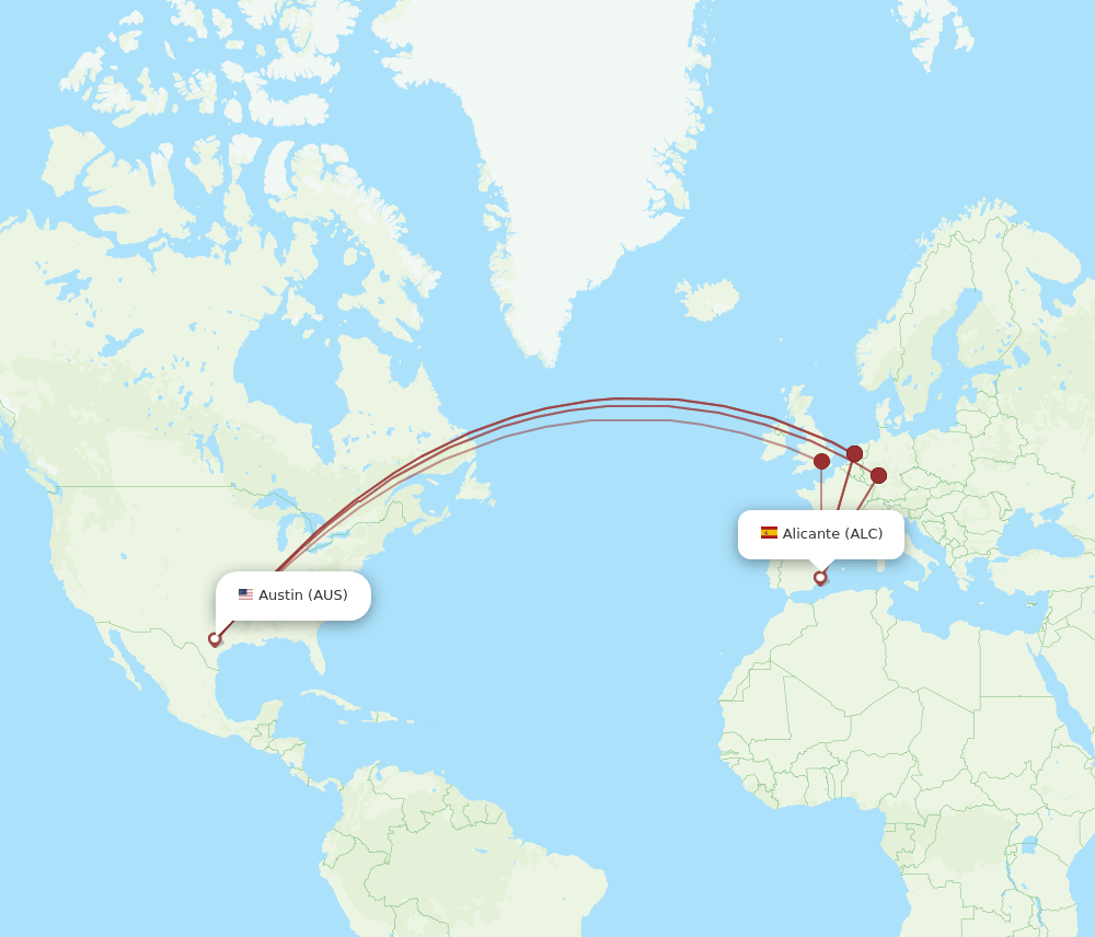 AUS-ALC flight routes