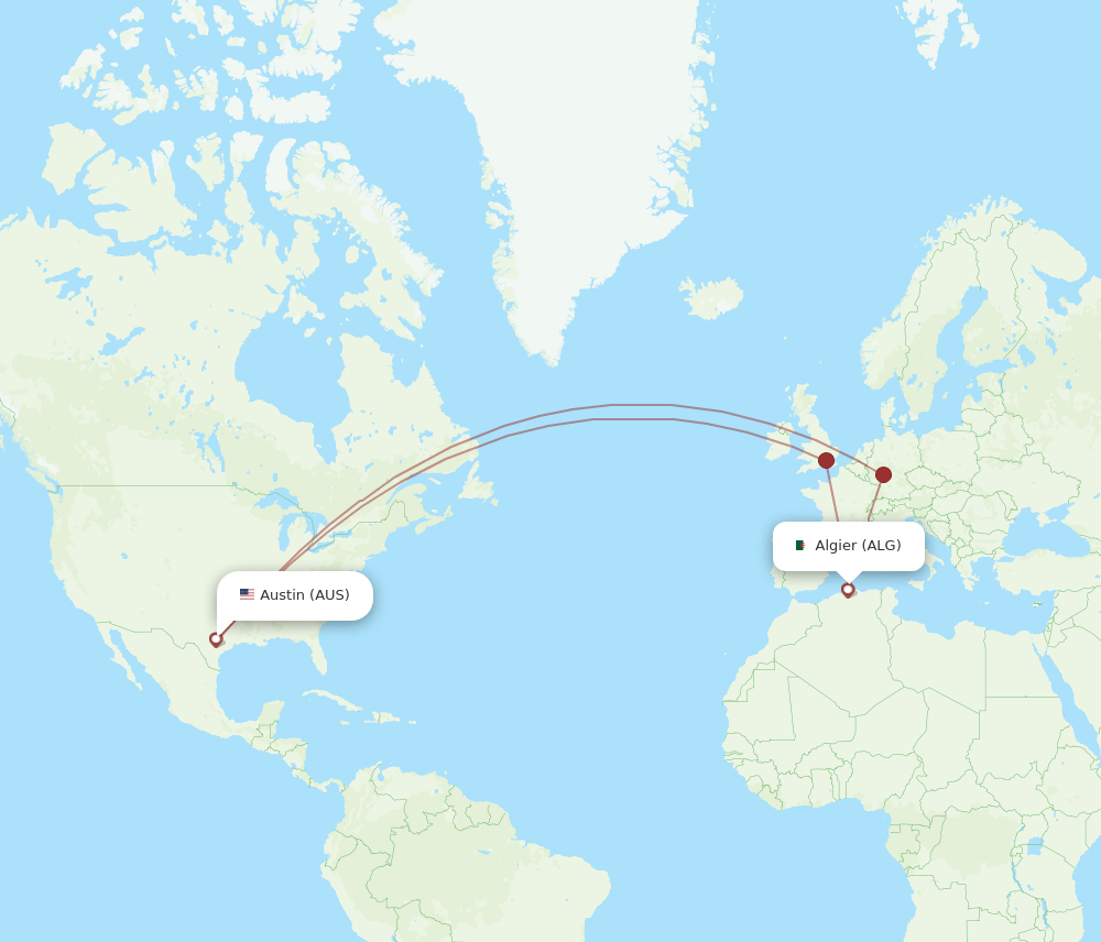 AUS-ALG flight routes