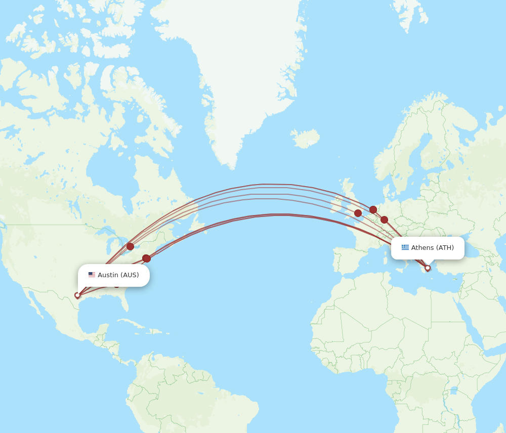 AUS-ATH flight routes
