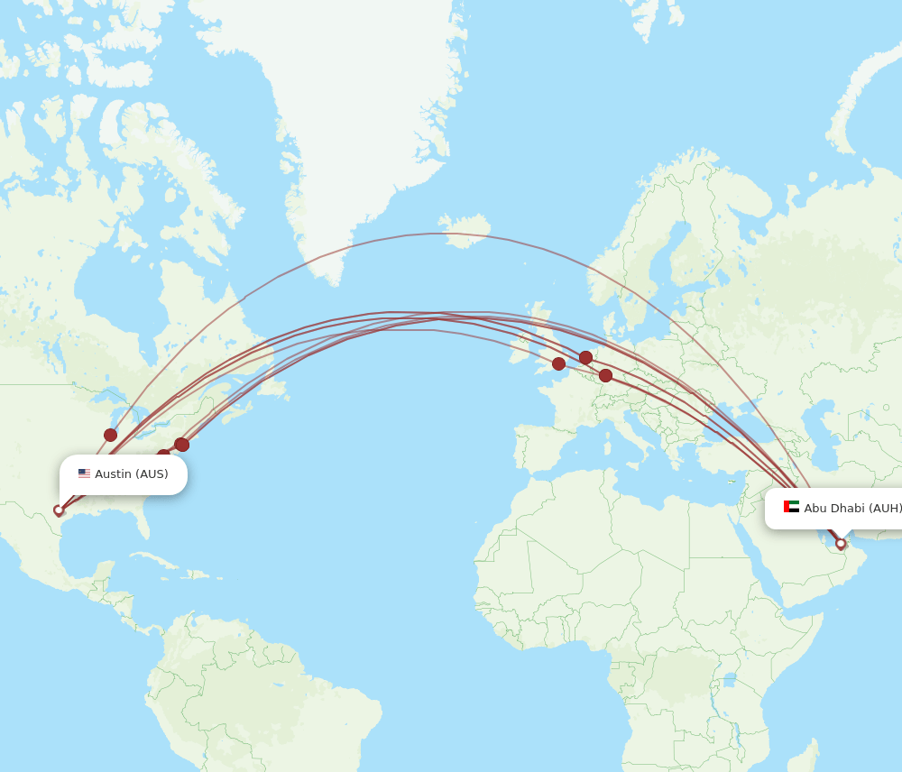 AUS-AUH flight routes