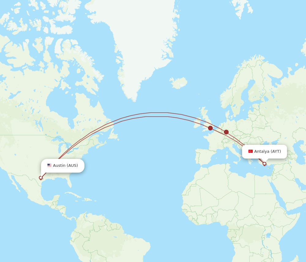 AUS-AYT flight routes
