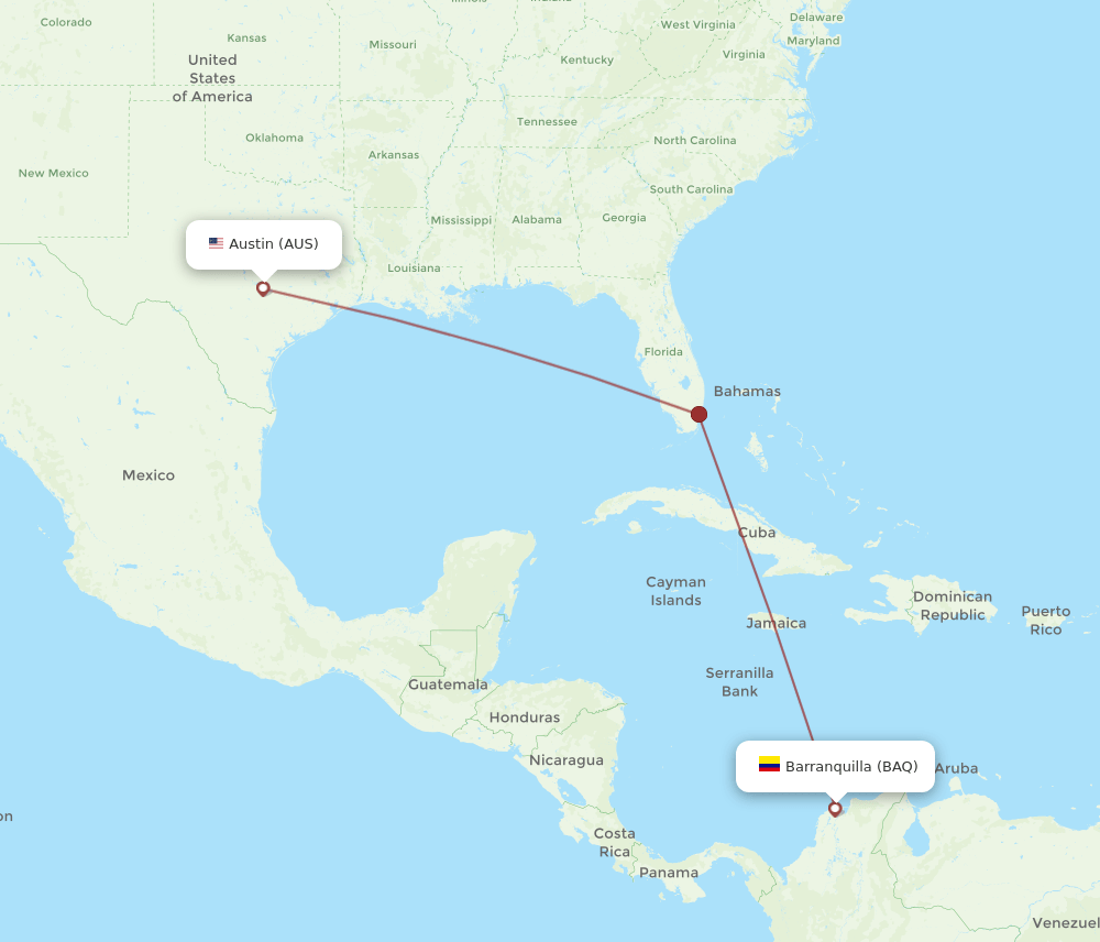 AUS-BAQ flight routes